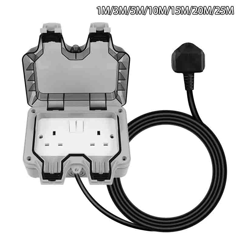 Outdoor Socket Waterproof Double Plug Extension Lead