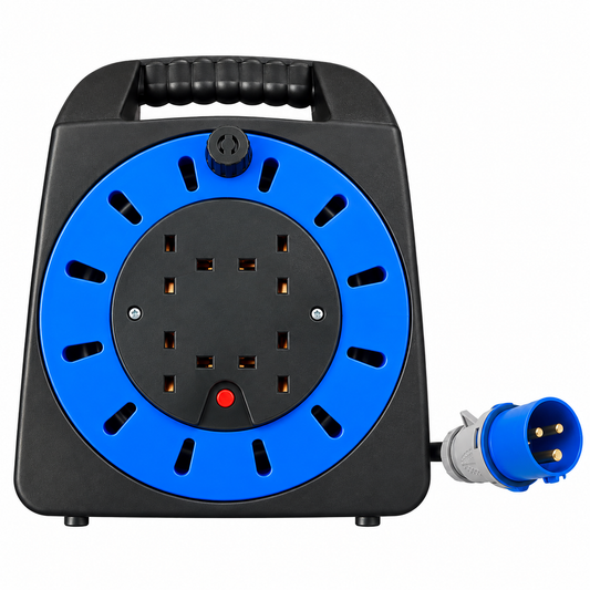 Camping Mains Hookup Extension Lead Cable Reel 15m 16A plug 