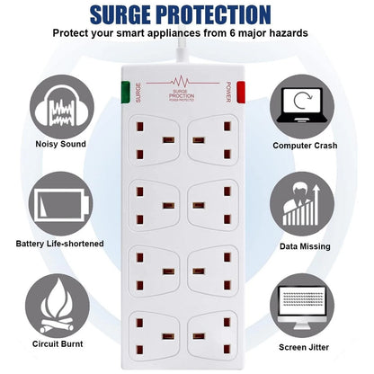 8 Way Surge Protected Extension Lead