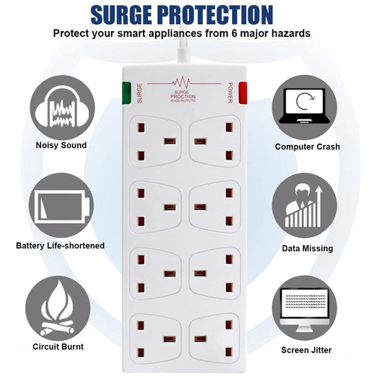 8 Way Surge Protected Extension Lead