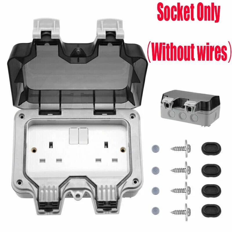 Outdoor Socket Waterproof Double Plug Extension Lead