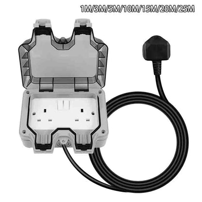 Outdoor Socket Waterproof Double Plug Extension Lead