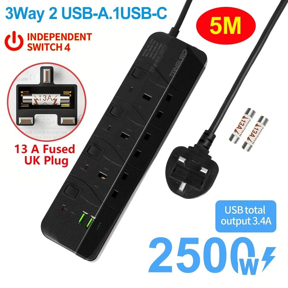 surge protected extension lead with switches