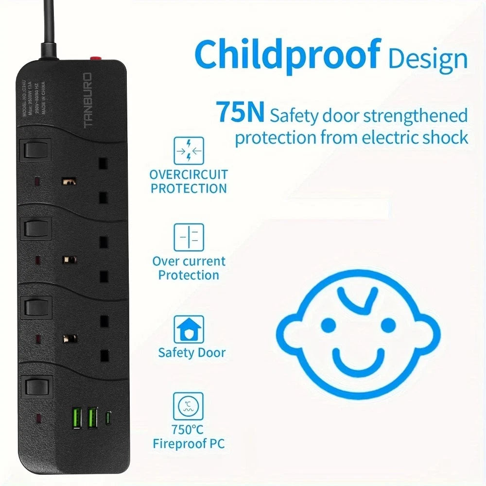 surge protected extension lead with switches